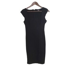 XOXO Black Sheath Dress Square Neck Cap Sleeve Knee Length Women 5/6